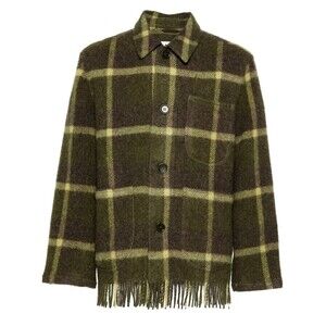 YMC Labour Chore Jacket Mens Medium Green Plaid Fringe Wool $585